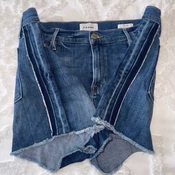 Frame Denim Pants - Frame Denim Women's Cutoff Jean Shorts with Unique Design on the sides